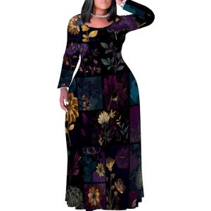 Plus Size Maxi Long Dress Sexy Outfits for Women Printed Loose Cute Dress (5X-Large, 0 Mix15)