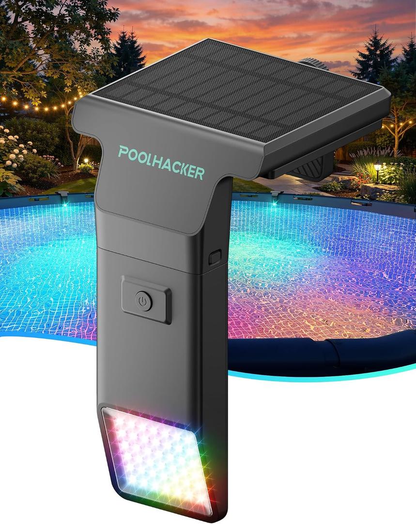 Solar Pool Lights for Inground & Above Ground Pool, 10-Color 4-Mode LED Pool Lights, Underwater Swimming Pool Lights with Timer, Submersible Pool Lights with Remote, Waterproof Design (Black, 1 Pack)