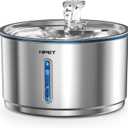 NPET Stainless Steel Cat Water Fountain, 1Gallon/135oz Automatic Pet Drinking Fountain Dog Water Dispenser Bowl with Water Level Window for Cats Indoor - WF210Plus