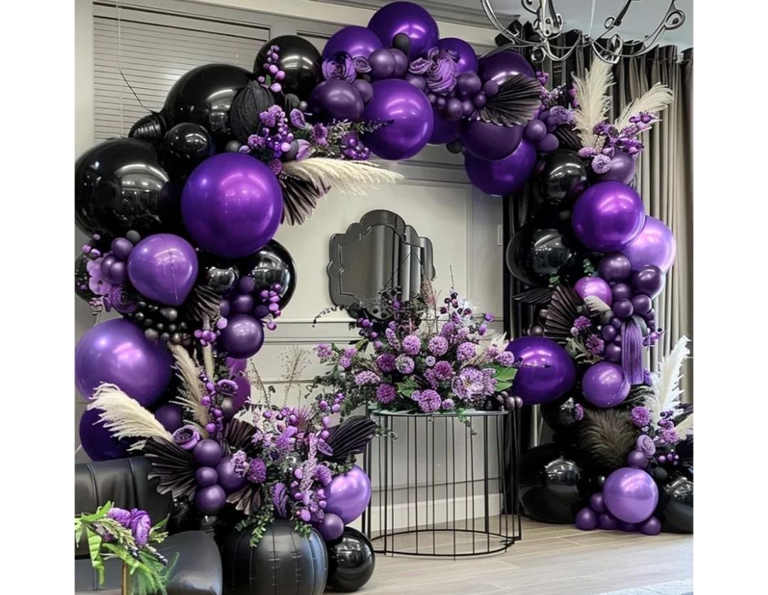 Purple and Black Balloons Dark Purple Balloon Garland Arch Lavender Lilac Kit For Wednesday Birthday Halloween Vampire Retirement Graduation Prom Party Decoration