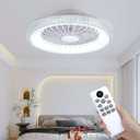 LUDOMIDE Ceiling Fans with Lights and Remote, 20” Ceiling Fan with 3 Blades, Modern Low Profile Ceiling Fan, Noiseless Reversible DC Motor for Bedroom Living Room LL-1102-02