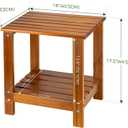 Utoplike Teak Side Table Outdoor, Patio End Table Double Layer, Wooden Coffee Accent Tables for Backyard, Garden, Bed, Living Room, Couch, Two-Tier