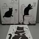 Set of 3 Funny Black Cat Bathroom Canvas Posters (23.5*15.5)