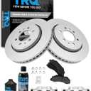 TRQ Front Brake Pad & Rotor Kit Brake Caliper Brake Chemical Kit Brake Pads Brake Rotor Ceramic Premium G-Coated Compatible with 2010-2017 Ford Expedition 2010-2011 F-150 2011-2017 Lincoln Navigator