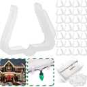 Blulu 120 Pcs Christmas Light Clips with Clear Plastic Case Outdoor 1 5/8 Inch Gutter Boards Hanger Plastic String Light Hooks for Outside Roof Gutter Fence Eave (White)