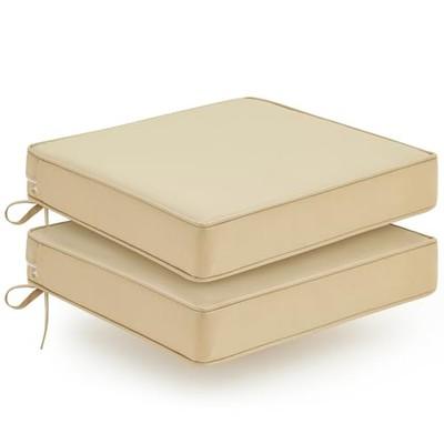 Outdoor Chair Cushions Set of 2, Waterproof Patio Chair Cushions, Patio Furniture Cushions with Ties, Outdoor Wicker Replacement Seat Cushion, 22 x 22 x 3 inch, Beige, 22.0"L x 22.0"W x 3.0"T