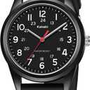 Watches for Mens Womens Unisex Easy to Read Analog Quartz Wristwatch Silicone Strap Military 24 Hour Time Casual Comfortable 30M Waterproof (Black)