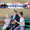 2 x Veterans Day Decorations, Thank You Veterans Yard Sign Banner Patriotic Decorations Memorial Day Hanging Banner for Happy Veteran Day Fence Decoration