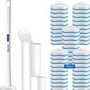 KOKL Disposable Toilet Brush, Toilet Bowl Cleaner Brush with 50PCS Toilet Brush Refills, Toilet Cleaner Refill Pads, Disposable Toilet Bowl Brush and Storage Caddy for Bathroom Cleaning(1-Set)