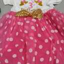 IBTOM CASTLE Girls Baby 1st 2nd 3rd Birthday Outfit Mouse Tulle Dress+Sequins Headband Princess Cake Smash Clothes (3T, Ball Hot Pink Dots) 