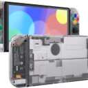 eXtremeRate DIY Full Set Shell for Nintendo Switch OLED, Replacement Console Back Plate & Kickstand, Custom NS Handheld Controller Housing with Full Set Buttons for Nintendo Switch OLED - Clear