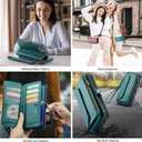 Strapurs Wallet Case Compatible with iPhone 16 Pro Max 6.9" RFID Blocking 10-Card Holder Soft PU Leather Magnetic Snap Shoulder Strap Zipper Pocket Phone Case Fit for iPhone 16 Pro Max - Blue Green