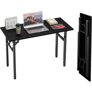 TEMI Small Computer Desk Folding Table - 43.3" Foldable Office Desk, No Assembly, Perfect for Small Spaces in Bedroom, or Apartment, Portable Mini Desk or Study Table Compact Design, Dark Oak