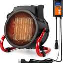 Greenhouse Heater with Digital Thermostat, 1500W Grow Tent Heater, 3 Modes for Fast HeatingIPX4 Waterproof & Overheat Protection - for Patio, GreenhouseGrow Tent (Red)