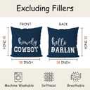 KEUSPI 394Hello Darlin Howdy Cowboy Western Throw Pillow Cover,Funny Couple Throw Pillow Case 1818 Inch Set of 2,Western Gifts,Cowboy Cowgirl Teen Girls Boys Gifts,Couples Valentine's Day Gift (Deep Blue)