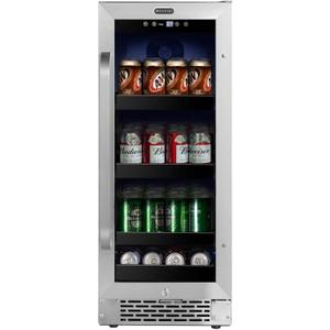 Whynter BBR-838SB Built-in Under Counter 15 inch Beverage Refrigerator and Cooler Fridge with Glass, Lock, Reversible Door, Digital Control and Carbon Filter, 3.0 cu. ft, Stainless Steel, 112 Capacity