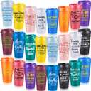 24 Pcs Appreciation Cups Gifts, Team Coffee Mugs for Office Coworkers Employee Staffs, 16 oz Reusable Plastic Cups with Lids, Gifts for Staff at Work (Bright Color)