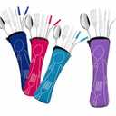 Travel Utensils Set with Case 4 Pack, Reusable Stainless Steel Portable Cutlery (Fork, Spoon, Knife, Straws & Cleaner) for Work, Dorm, Camping, Lunch Box, Compact Durable Silverware by Ecoberi