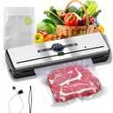 Vacuum Sealer, 70KPA Powerful Pro Food Saver Vacuum Sealer Machine, Full Automatic with Double Heat Seal, Liquid, Wet, Dry Modes with External Vacuum System, Built in Cutter & 15 Vacuum Bags