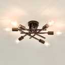 ASGYISA 6-Lights Semi Flush Mount Ceiling Light Fixture Vintage Modern Bronze Matte Sputnik Chandelier Farmhouse Ceiling Lamp for Kitchen Bedroom Dining Room Living Room Entryway.