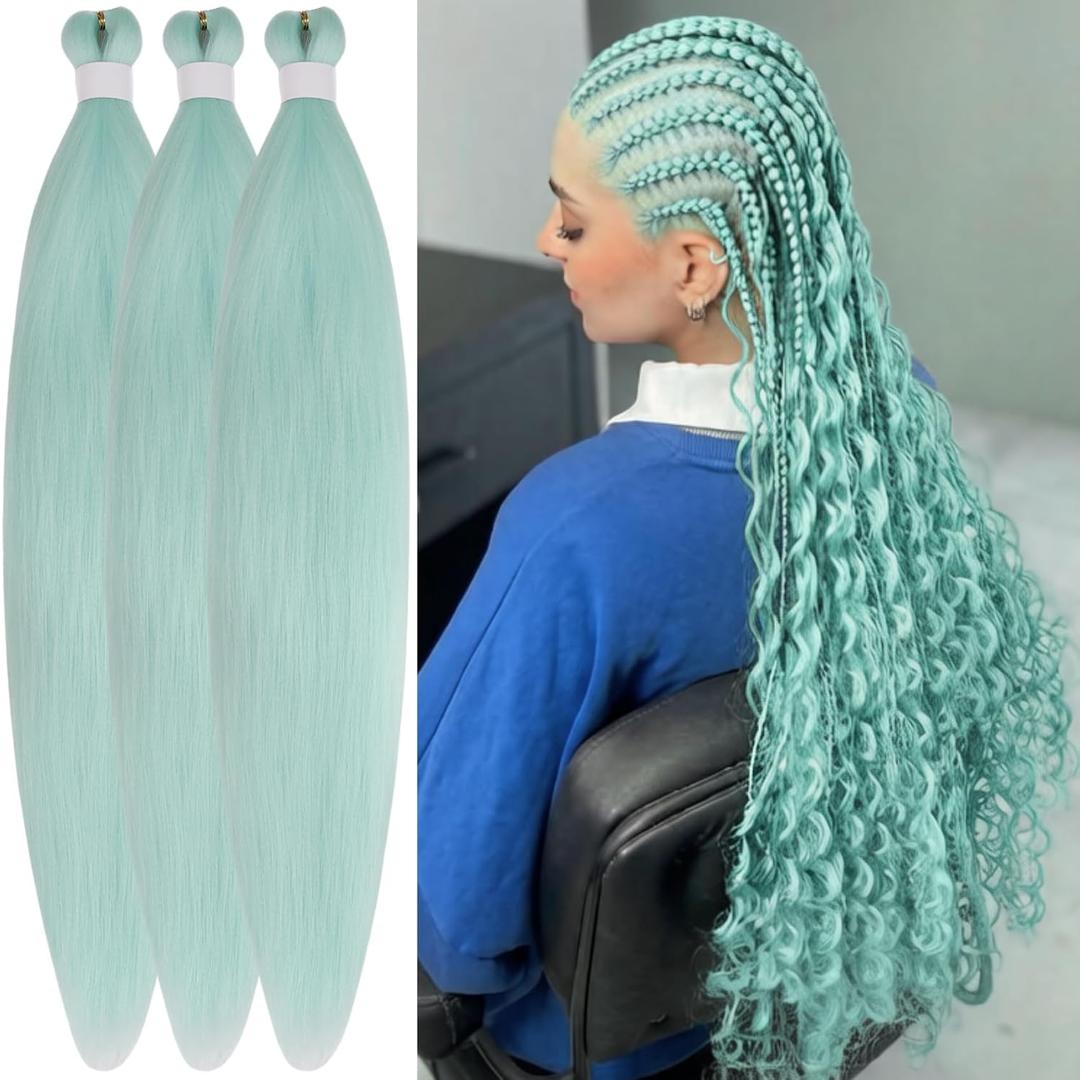 Teal Braiding Hair Pre Stretched Crochet Hypoallergenic Non Toxic Synthetic Hair Extensions for Knotless Braids