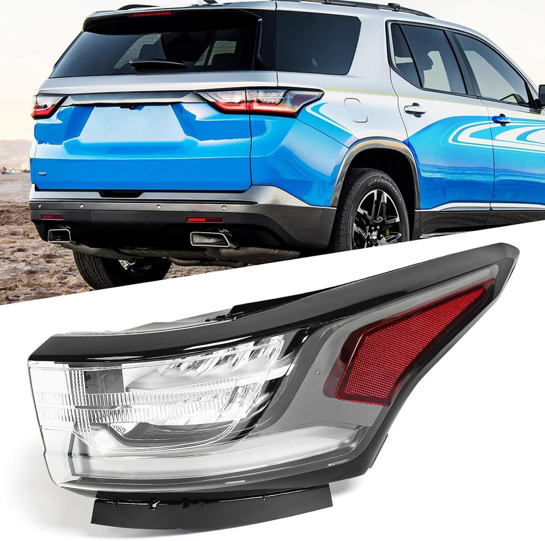 Huray Right LED Outer Tail Light Fit for Chevy Traverse 2018-2021, RH Taillight w/Redline Pkg OE Style Tail lamp Rear Brake Lamp Replacement for 84618035 GM2805131 Passenger Side