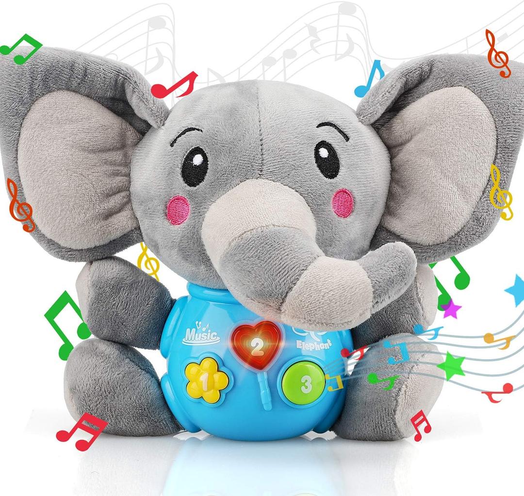 STEAM Life Baby 3-6 Months Boy Gifts Musical Toys Plush Elephant Infant 0-6 6-12 Month Light Up Stuffed Animal for Newborn Toddler