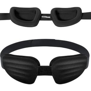 CLOZIA Sleep Mask for Men Women, Adjustable Sleeping Eye Mask, 100% Blocking Eye Masks for Sleep, Soft Comfortable for Travel & Shift Work,Black