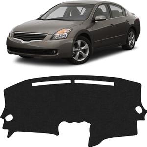 KUST Black Dash Cover Mat for Nissan Altima 2007-2012 Left Hand Driving Polyester Dashboard Cover Non-Slip Center Console Dash Cover Interior Accessories for Nissan Altima Sunshade No Glare