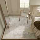 4x6 Washable Area Rugs for Bedroom: Entry Throw Rug Stain Resistant Boho Rug Non Slip Low Pile Small Carpet for Bedroom Kitchen Entryway Living Room Bedside Office Dorm Kids Room Entrance (Beige White and Black)