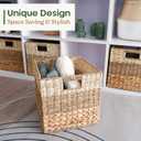 CHI AN HOME 11 Inch Cube Storage Bins, Wicker Storage Baskets for Cube Shelf, Natural Foldable Square Baskets for Storage, Large Woven Storage Bin with Handle, Baskets for Pantry, Living Room Set of 4