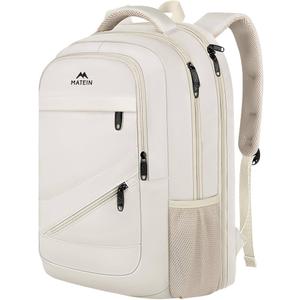 MATEIN Travel Backpack for Women, Extra Large 40L Carry on Backpack, Water Resistant College Bag Computer Bag Gifts for Women & Men Fits 17.3 Inch Laptop, Beige