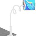Tablet Stand Holder, Mount Holder Clip with Grip Flexible Long Arm Gooseneck Compatible with ipad iPhone/Nintendo Switch/Samsung Galaxy Tabs/Amazon Kindle Fire HD (New White)