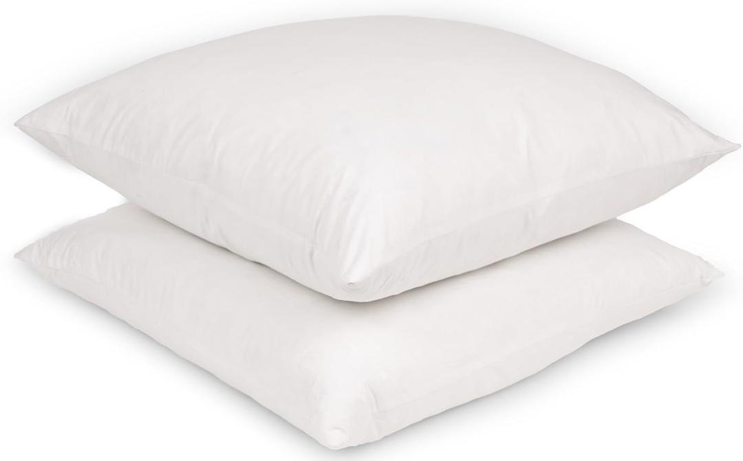 Euro Pillow Inserts 26 x 26 (Pack of 2) White, Goose Down Feather Pillow Stuffer, Premium White Pillows for Bed, Couch, and Cushion with 100% Cotton Cover - by Maison Des Garon