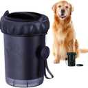 Dog Paw Cleaner Cup - Plastic Paw Cleaner for Dogs w/Silicone Lid, Soft TPR Bristles & Removable Brush - Ideal Dog Paw Washer for Outdoor & Indoor Use - Easy-to-Use Paw Scrubber for Dogs, Black