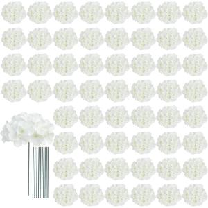AVIVIHO 65Pcs White Hydrangea Artificial Flowers Bulk (Not Squished, No Steaming Need) Realistic Ivory Faux Hydrangeas Silk Flowers with Stems for Home,Weddings,Party,Centerpieces,Arch,Florals Decor