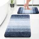 OLANLY Bathroom Rug Set 2 Piece, Soft Absorbent Microfiber Bath Rug Set, Non-Slip, Machine Wash Dry, Plush Shaggy Bath Mats for Bathroom (30"x20"+24"x16", Dark Blue) (30" x 20" + 24" x 16")