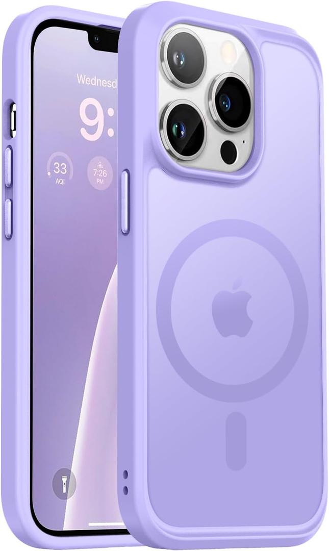 Vooii for iPhone 13 Pro Phone Case,[Compatible with Magsafe] Translucent Matte Shockproof Women Men Girl Protective Case Cover for iPhone 13 Pro (ONLY) 6.1", Light Purple