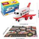 Dwi Dowellin Airplane Toy with Fire Truck Cars and Play Mat,Plane with Lights and Sounds for 3 + Years Old Boys and Girls