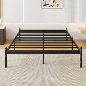14 Inch Queen Size Bed Frame with 2 Pcs Mattress Slide Stopper, Queen Platform Bed Frame Metal, No Box Spring Needed, Easy Assembly, Heavy Duty, Noise Free, Non-Slip