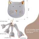 Patelai 5 Pcs Cat Measuring Spoons Set Kitchen Ceramic Counter Cat Ceramic Soup Spoon for Christmas Women Gift(Gray)