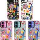 for iPhone 16 Plus Case, Retro Party Collage Pattern with Disco & Gin, Military-Grade Drop Protection, Cute Soft Slim TPU Protective Cover with Camera Protection for Women & Girls (LightBalls)