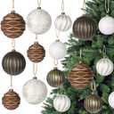 25-Pack Vintage Christmas Ball Ornaments Classic Textured Christmas Ball Farmhouse Hanging Decorations for Xmas Tree Holiday Home Party (Textured Vintage)