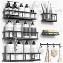 YASONIC Shower Caddy, 6 Pack Large Capacity shower Organizer with Soap Holder and 12 Hooks, Rustproof Shower Shelves for Inside Shower, No Drilling&Sleek Bathroom Organizers and Storage