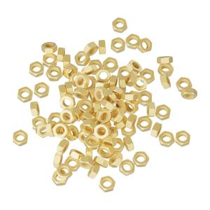 100PCS M2-0.4 Brass Hex Nuts, Metric Coarse Thread Hexagon Nut,ISO 4032, Class 4.8 Screw Bolt Fasteners, Hardware Lock Nut(H52 Brass)