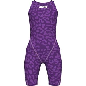Arena Girls Junior Racing Suit Powerskin St Next Open Back Swim Tech Suit Competitive Swimsuit (22, Leopard Skin Violet)