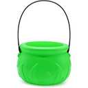 6 Inch Plastic Green Cauldron Pot Kettle Candy Bowl, Leprechaun Pot of Gold Witch Cauldron Pot Bucket for St Patrick's Day, Mardi Gras, Halloween Decorations Trick or Treat Party Supplies