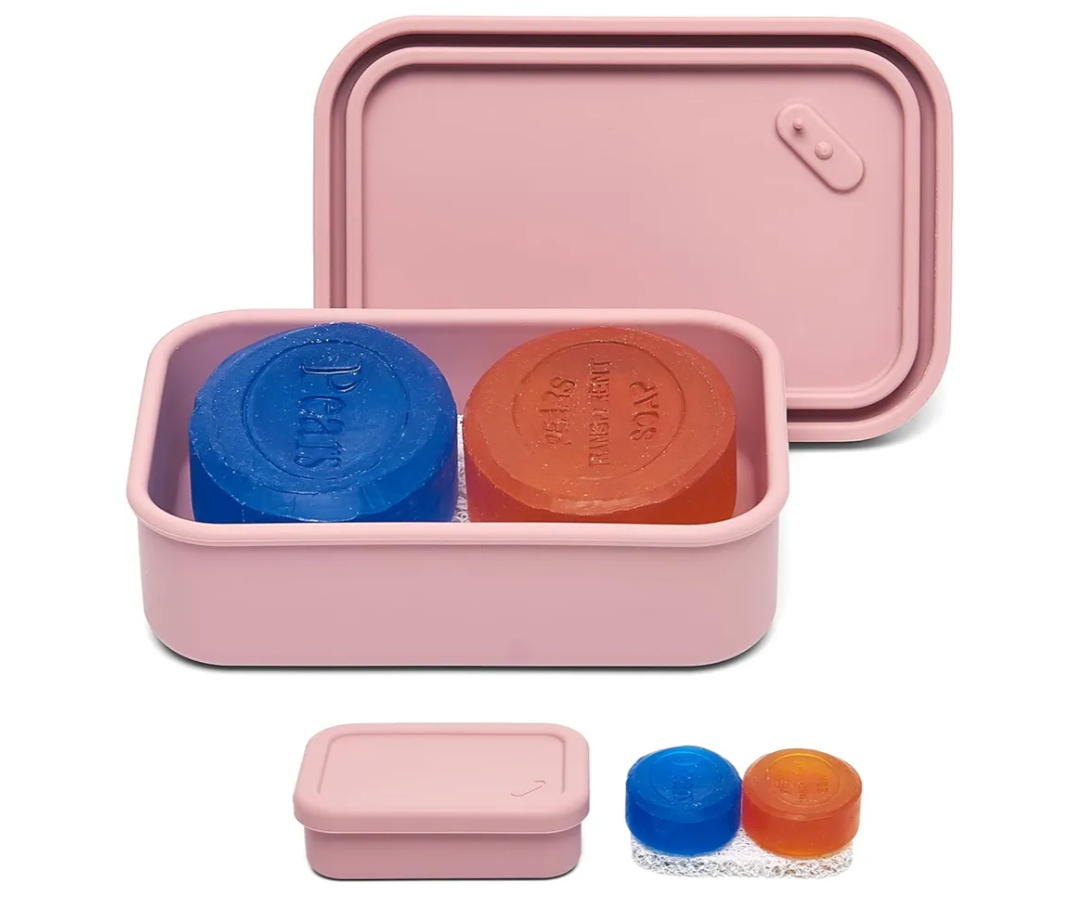 Silicone Enhanced Leakproof Travel Soap Case, Solid Shampoo Bar Holder,Large Travel Soap Container,Slip-Resistant Portable Soap Box with Drainage Layer