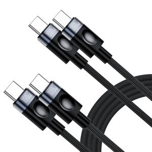 USB C to USB C Cable 100W, 10ft Fast Charging Cord (2-Pack),Long Braided Nylon Type C Charger for MacBook Pro/Air, iPad Pro, iPhone 17/16/15, Samsung Galaxy S25/S24/S23 - Black