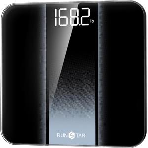 RunStar Digital Bathroom Scale for Body Weight with High Precision, Clear LED Backlight Display, Accurate Scale with 6mm Tempered Glass, 400lb, Silver (11 x 11 inches)